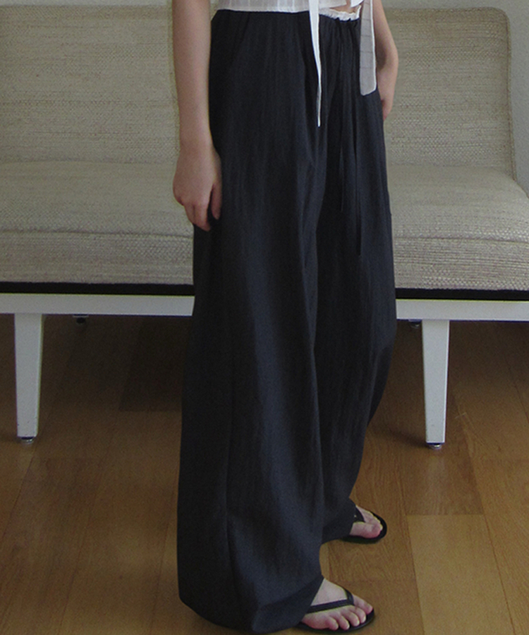 ナイロンバンディングワイドパンツ NAVY