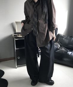 スラックス ピンタックスラックス BLACK