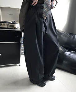 スラックス ピンタックスラックス BLACK