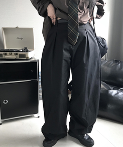 スラックス ピンタックスラックス BLACK