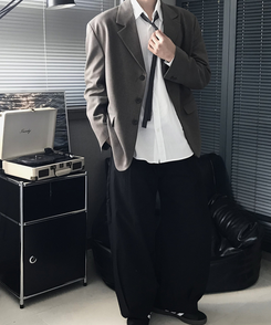 スラックス ピンタックスラックス BLACK