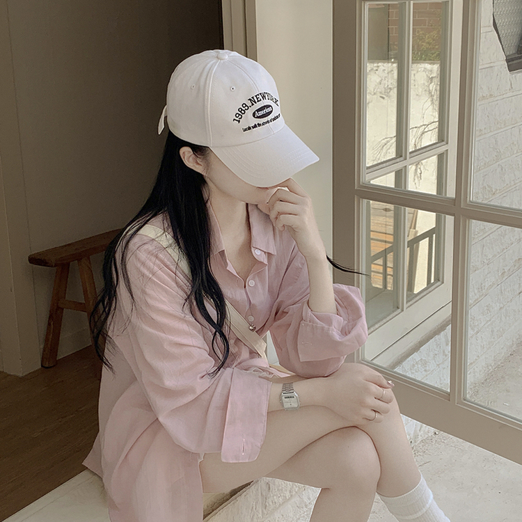 햇빛필수 후들후들 여리여리 오버핏 시스루 거즈 파스텔 오버핏 긴팔셔츠 남방 소라 딸기우유 핑크 화이트 빅사이즈 살안타템 핑크
