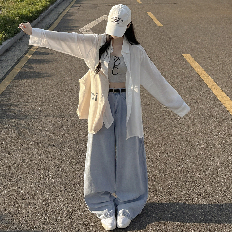 햇빛필수 후들후들 여리여리 오버핏 시스루 거즈 파스텔 오버핏 긴팔셔츠 남방 소라 딸기우유 핑크 화이트 빅사이즈 살안타템 아이보리