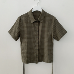 サイドシャーリングチェックシャツ