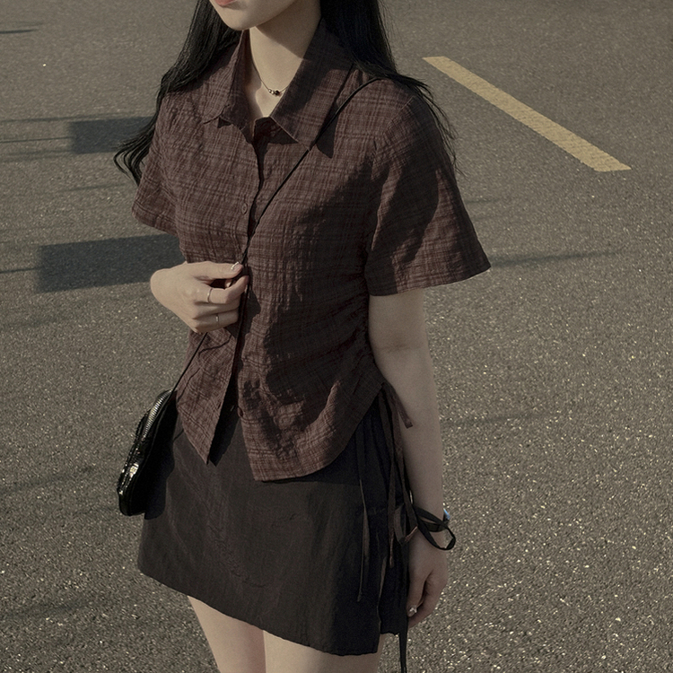 サイドシャーリングチェックシャツ｜シャツ｜韓国ファッション