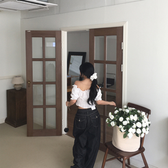 デニム ノーフェイドフードバルーンワイドパンツ BLACK DENIM