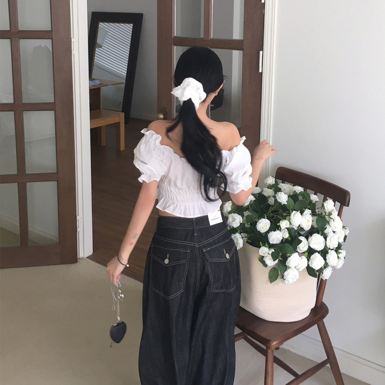 ノーフェイドフードバルーンワイドパンツ BLACK DENIM