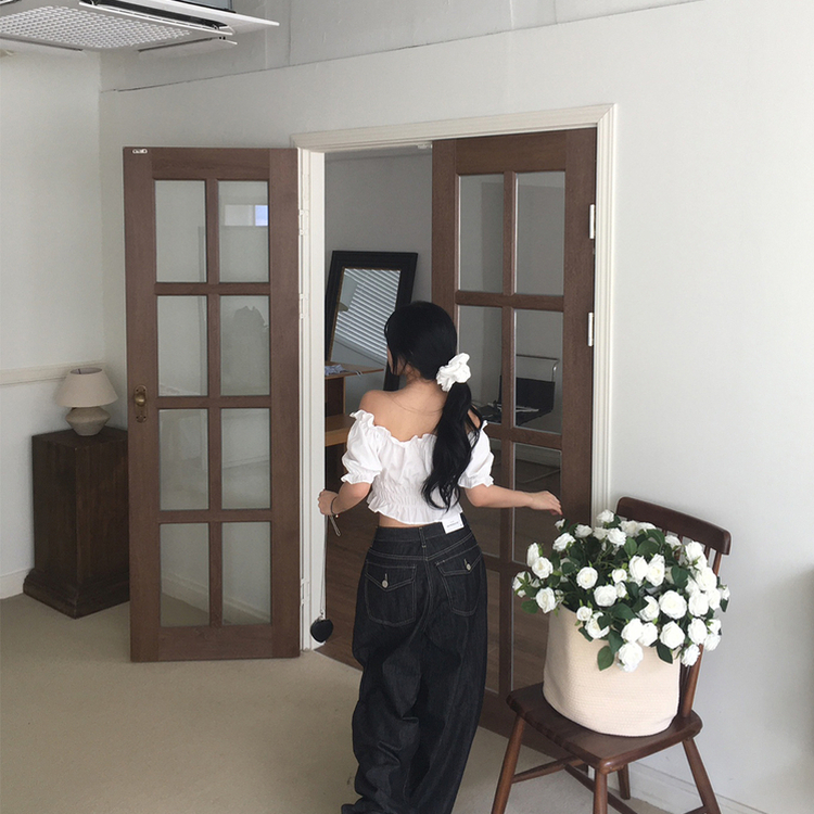 ノーフェイドフードバルーンワイドパンツ BLACK DENIM
