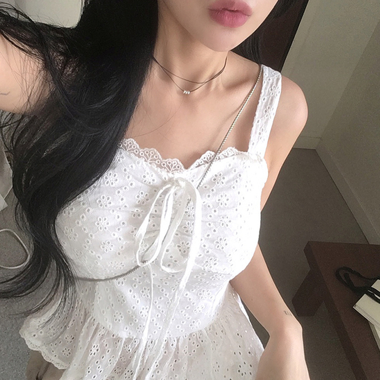 パンチングフリルレースブラウスキャミソール WHITE