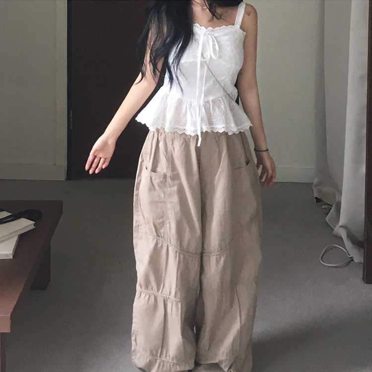 パンチングフリルレースブラウスキャミソール WHITE