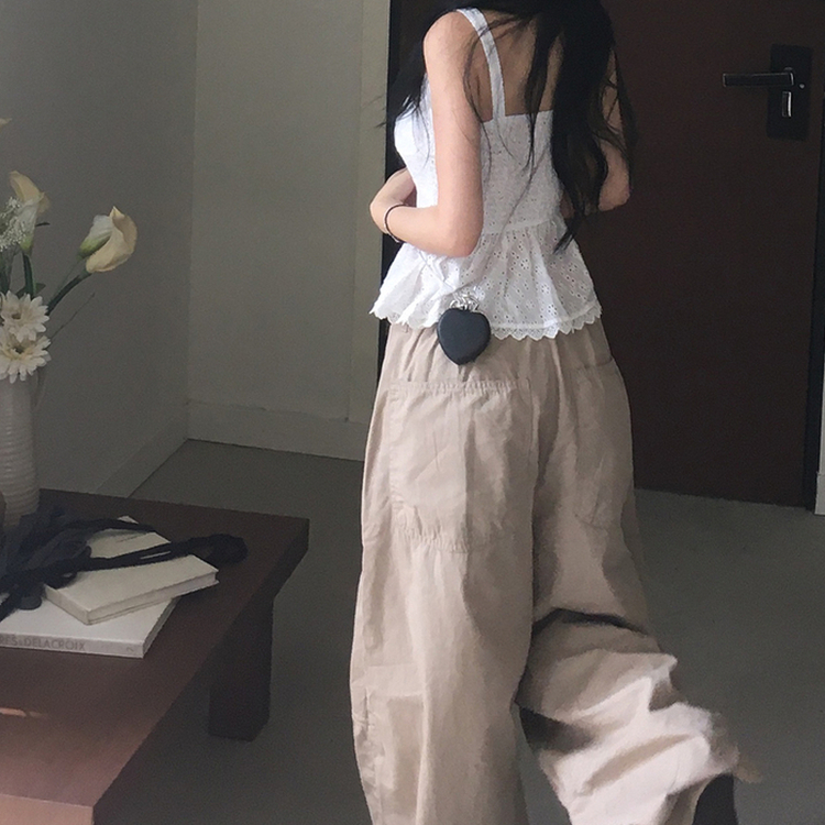 パンチングフリルレースブラウスキャミソール WHITE