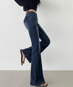 デニム 【丈別】クーリングローライズスパンブーツカットデニムパンツ BLUE