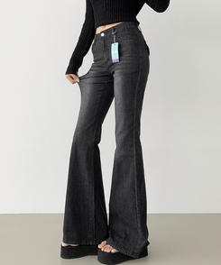 デニム 【丈別】クーリングローライズスパンブーツカットデニムパンツ BLACK DENIM