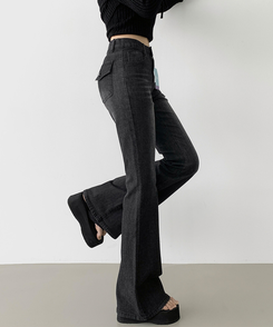デニム 【丈別】クーリングローライズスパンブーツカットデニムパンツ BLACK DENIM