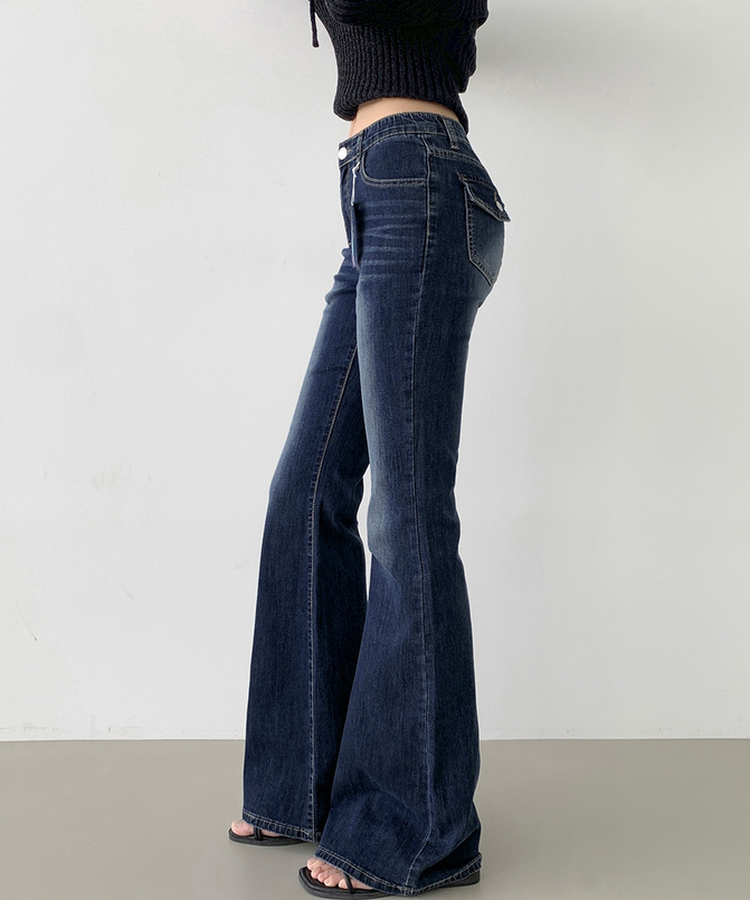 【丈別】クーリングローライズスパンブーツカットデニムパンツ BLUE