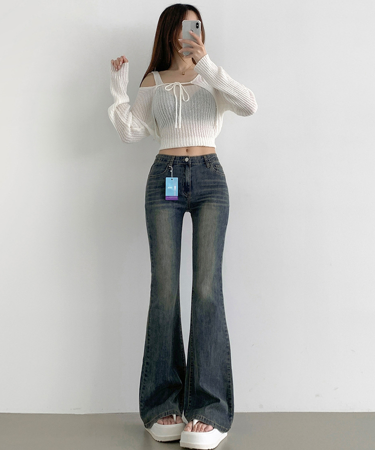 【丈別】クーリングローライズスパンブーツカットデニムパンツ LIGHT BLUE