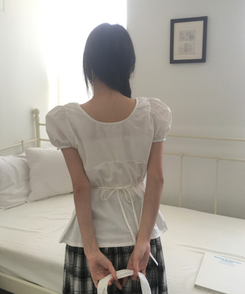 ブラウス ピンタックリボンボタンブラウス IVORY