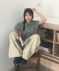 コットンパンツ 【丈別】サイドピンタックワイドコットンパンツ BEIGE