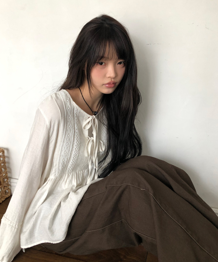 【丈別】サイドピンタックワイドコットンパンツ BROWN