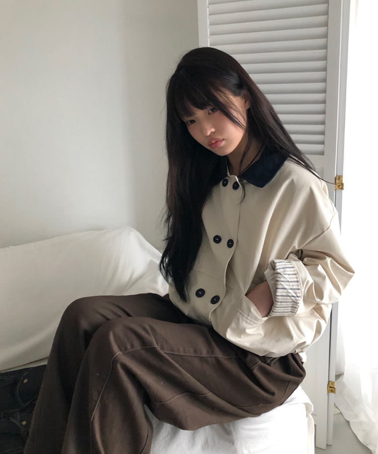 【丈別】サイドピンタックワイドコットンパンツ BROWN