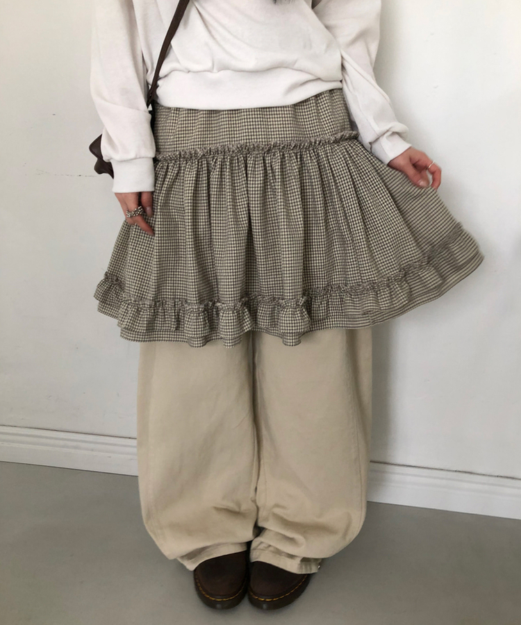 【丈別】サイドピンタックワイドコットンパンツ BEIGE