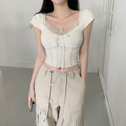 ストリングツーピンタックワイドカーゴパンツ LIGHT BEIGE