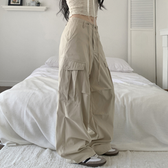 ストリングツーピンタックワイドカーゴパンツ LIGHT BEIGE