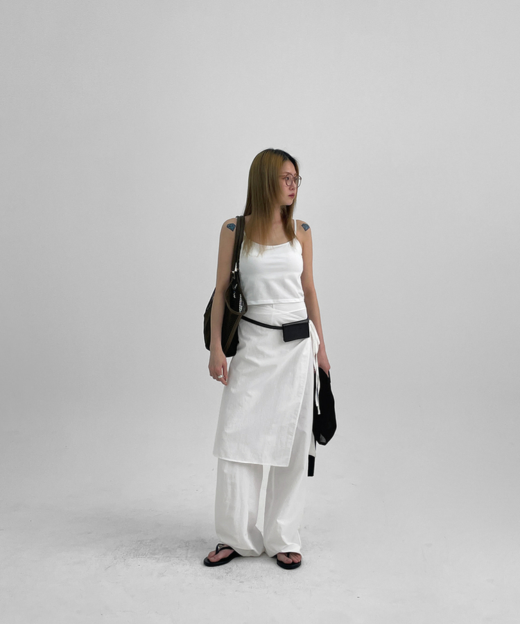 ラップスカートレイヤードパンツ WHITE