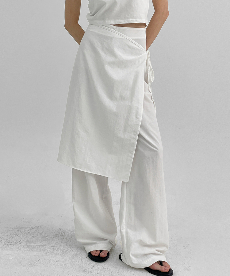 ラップスカートレイヤードパンツ WHITE