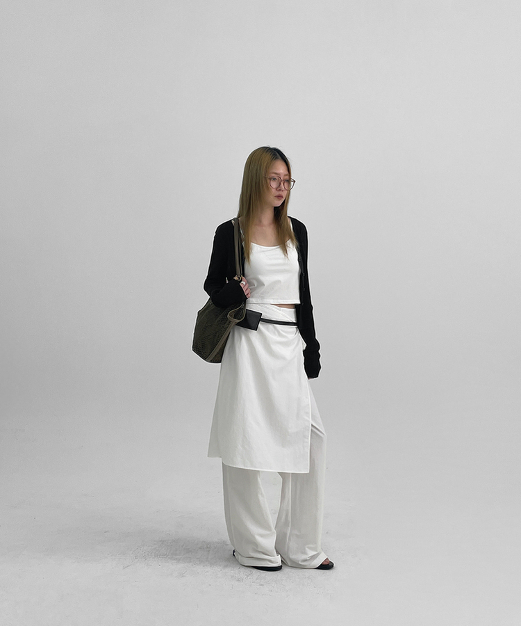 ラップスカートレイヤードパンツ WHITE