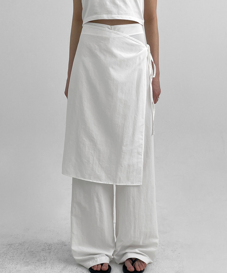 ラップスカートレイヤードパンツ WHITE