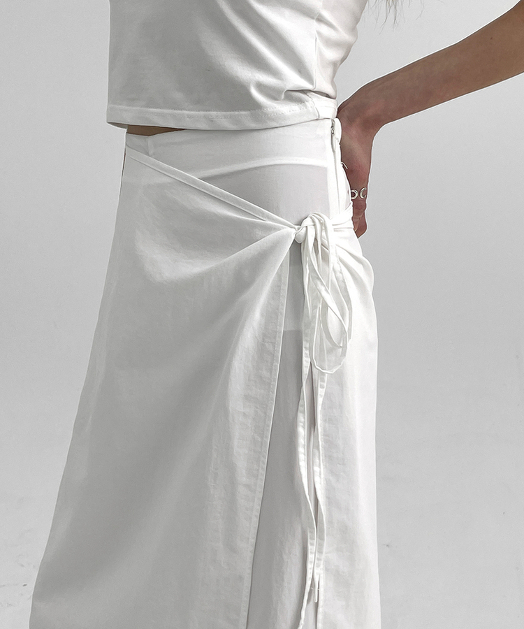 ラップスカートレイヤードパンツ WHITE