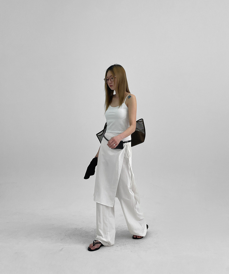 ラップスカートレイヤードパンツ WHITE