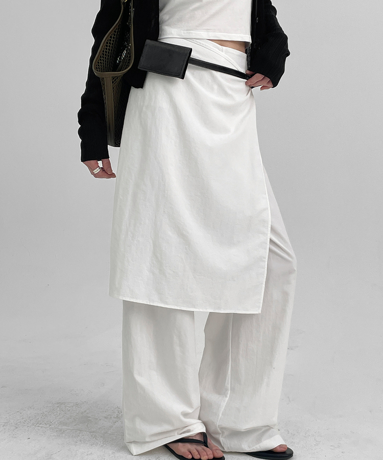 ラップスカートレイヤードパンツ WHITE