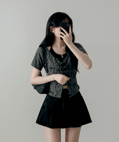 【SET】アイレット半袖Tシャツ CHARCOAL