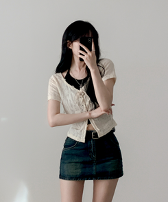 【SET】アイレット半袖Tシャツ CREAM