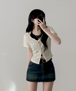 【SET】アイレット半袖Tシャツ CREAM