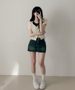 【SET】アイレット半袖Tシャツ CREAM