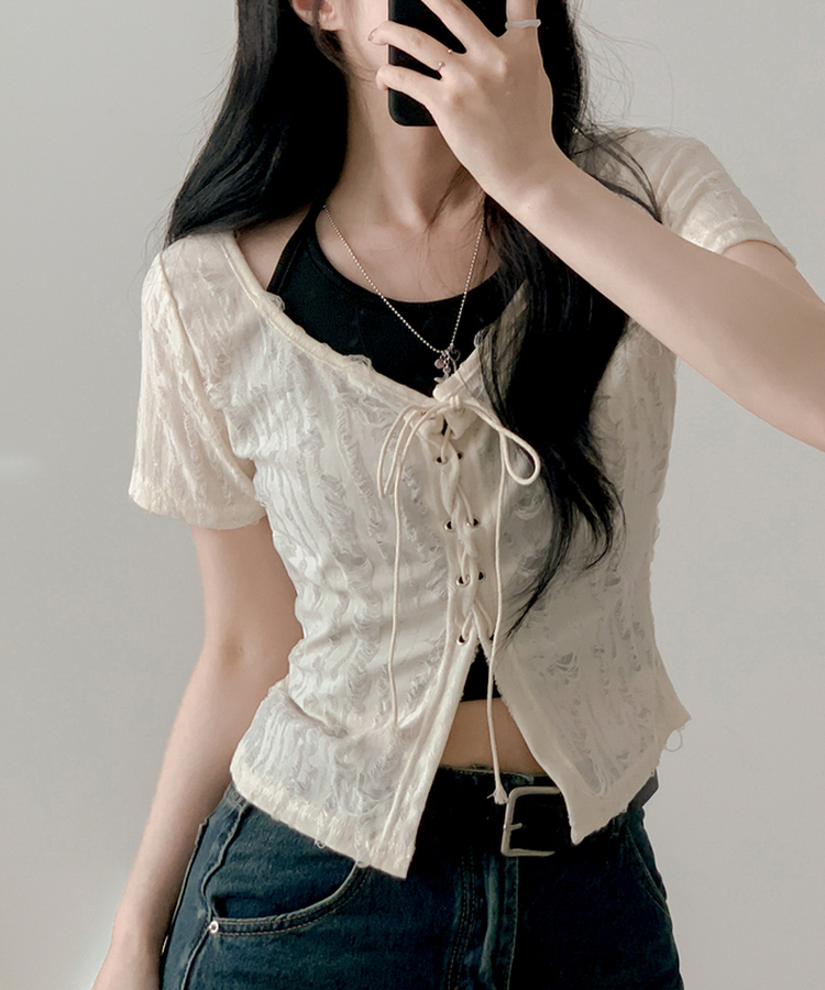 【SET】アイレット半袖Tシャツ CREAM