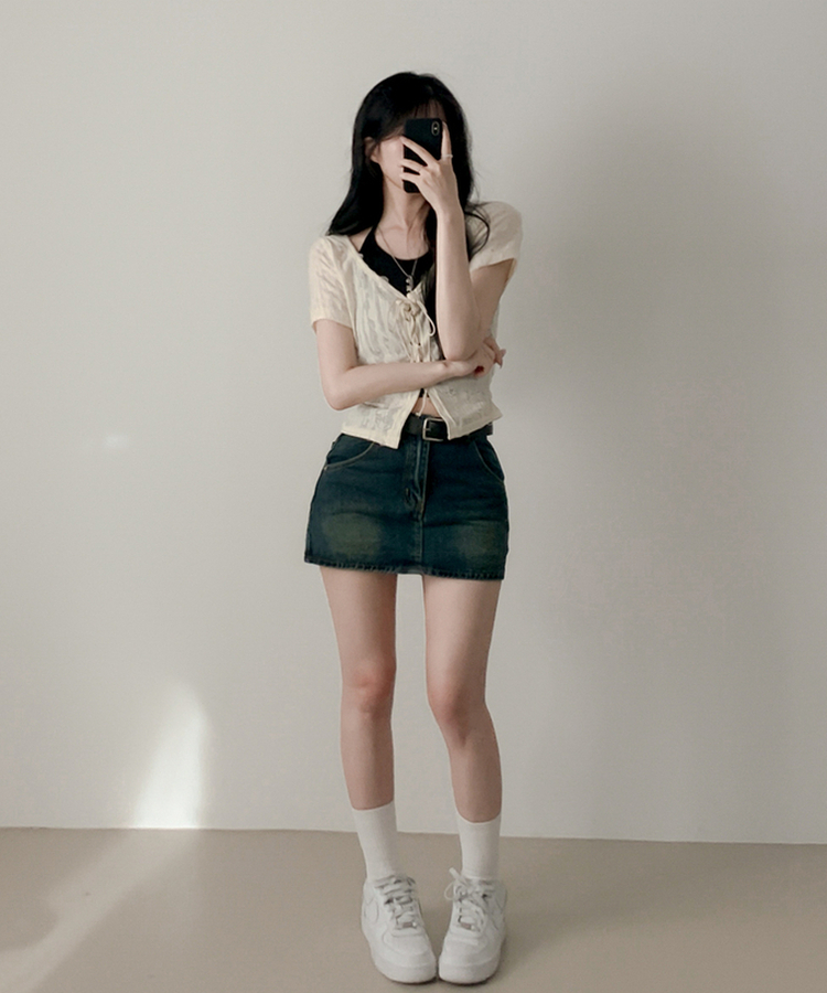 【SET】アイレット半袖Tシャツ CREAM