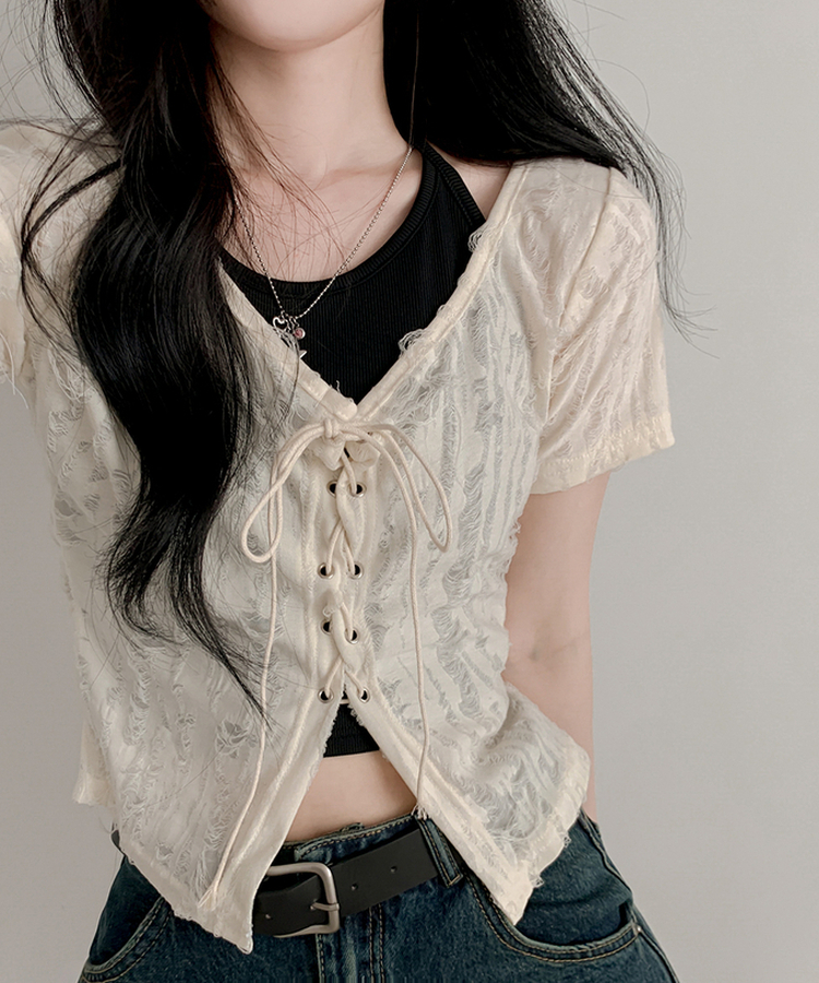 【SET】アイレット半袖Tシャツ CREAM