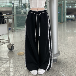 リボンレースラインワイドトレーニングパンツ NAVY