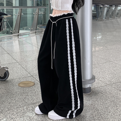 リボンレースラインワイドトレーニングパンツ NAVY