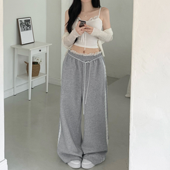 リボンレースラインワイドトレーニングパンツ GREY