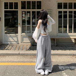 リボンレースラインワイドトレーニングパンツ GREY