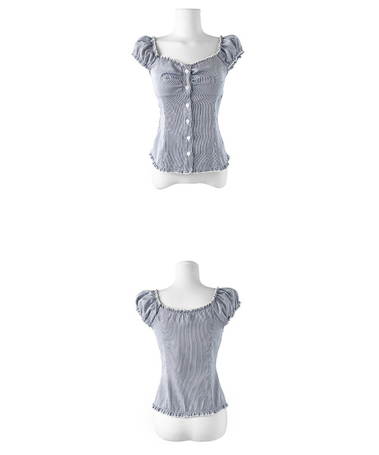 ストライプシャーリングブラウス