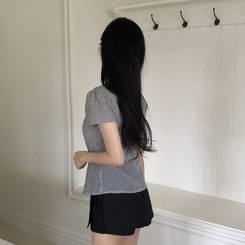 [말라보이는 핏]썸머 러블리 코튼 셔링 퍼프 반팔 카라 셔츠 3color 화이트