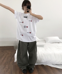 半袖Tシャツ ラブハートオーバー半袖Tシャツ WHITE