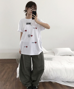 半袖Tシャツ ラブハートオーバー半袖Tシャツ WHITE