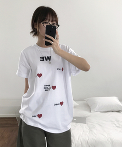 半袖Tシャツ ラブハートオーバー半袖Tシャツ WHITE